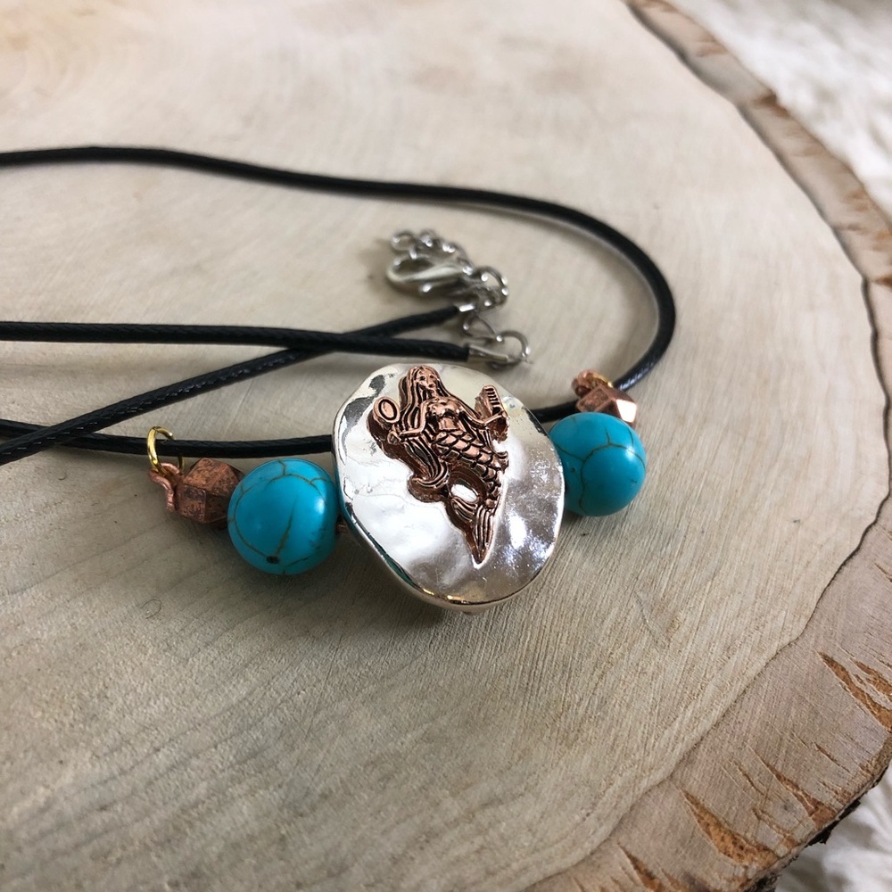 Copper Mermaid Pendant Necklace - Picture 1 of 2